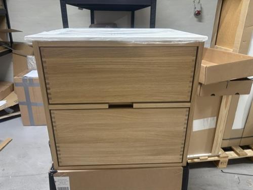 RETURPRODUKT - Just Wood 60 cm lysolieret original badmøbel med 2 skuffer og Solid Surface Colombo vask